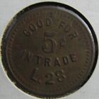 Des Moines Iowa Brass Token Good 5c In Trade  L 28   F  Starzinger  Hotel Saloon