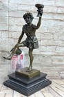 Bronze Hot Cast Dionysus Bacchus Greek Mythology Sculpture Marble Base Decor Art