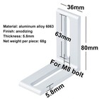 6 Pack 4040 Aluminum Extrusion L Angle Bracket Slotted Corner Braces Set