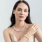 Freshwater Cultured Pearl Necklace Set Includes Stunning Bracelet And Stud Earri