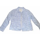 Tommy Bahama Two Palms 100  Linen Raw Edge Jacket Womens Size Xs Blue White