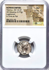 Tiberius Ancient Roman Silver Coin 14-37 Ad Ar Denarius Lugdunum Mint Ngc Au