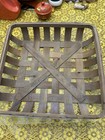 Vintage Wood Tobacco Basket  Rustic Farmhouse Country Decor 17 Inch Square