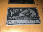Original Victor Victrola Vv-ix Steinert Phonograph Metal Id Tag With 6 Nails