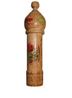 Antique Treen Wooden Needle Case Carved Painted Wood Bulgaria Threaded Cap