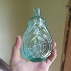 1840s Iron Pontil Fleur De Lis Dot   Star 1 2 Pint Scroll Whiskey Flask Crude