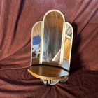Vtg Art Deco Style Triptych Arched Mirror Wall Sconce Shelf 4 25   x7 5   w 14 75   t 