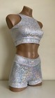 Schminke      Basics Dance Wear Hologram Hot-pants Shorts Crop Top Set Pole-wear