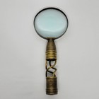 Vintage Brass 10  Magnifying Glass Magnifier Hollow Swirled Handle India
