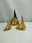 Vintage Solid Brass Sail Boats Mcm Nautical Decor Coastal Beach Sea Set Of 3