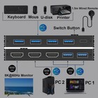 8k Kvm Switch - 2 Computers To 1 Monitor - Usb 3 0 Powered -0 Remote - 425- 2