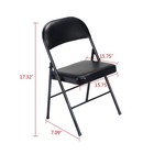 6pcs Sturdy Folding Chairs Fabric Upholstered Padded Seat Metal Frame Black