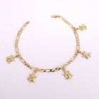 Gold Filled Anklet Bracelet With Turtles Charms 10 