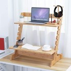 Wood Monitor Stand Adjustable Heave Duty Laptop Table Riser Shelf Desktop Stand