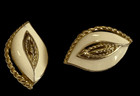 Vintage Trifari Earrings Enamel   Gold Clip