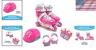 Adjustable Pink teal Inline Skates Set For Girls - Trainer To Inline Conversion