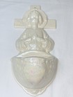 Jesus Christus Holy Water Font Ceramic Iridescent Child Vintage Wall Stoup Read