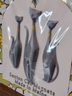 Sexton Cat Magnets - Silver Cats W  Gold Collar - Set Of 3 - Atomic Mcm Retro