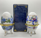 Lot Of 3 New Vntg Egg Trinket Boxes Hinged Lids Ring Box Porcelain 3 75 