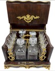 Antique 1800s French Napoleon Iii Boulle Marquetry Tantalus Liquor Cabinet Gilt