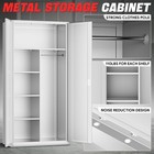 72  White Lockable Metal Storage Wardrobe Cabinet W  Hanging Rod   4 Shelves