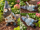 Vintage 14  Cast Iron Garden Gnome With Hanging Lantern