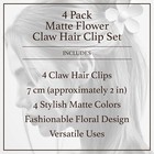 White Matte Flower Hair Clips  4 Pack  Large Claw Clips For Women   Girls