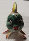 Vintage Mid Century Anthropomorphic Fish Shakers Japan Turquoise Face