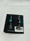 Navajo Sterling Silver Turquoise Feather Dangle Earrings - 3 Grams