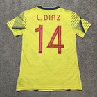 Adidas Colombia Luis Diaz Soccer Jersey Yellow 2019 Home Kit Authentic Men   s S