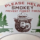 Vintage Smokey Bear Sign Topper - Forest Service Porcelain License Plate Topper