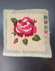 3 Completed Hand Embroidered Pieces Not Framed Floral Rose Vintage Needlepoint