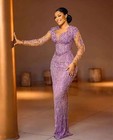 Gorgeous Mermaid Evening Dresses Long Sleeves Lace Appliques Beaded Party Gowns