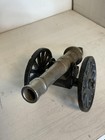Vintage Cast Iron Metal Cannon Small Black Wheeled Tabletop Display Model Decor