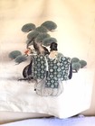 Vintage Japanese Okina The Old Man Meiji Embroidered Fabric Wall Scroll Hanging