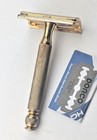 Early Gillette Ball End Gold Plated Tech Razor  Nice Shape