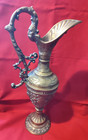 Antique Ornate Heavy Brass Ewer Pitcher  15  Tall