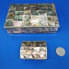 Vintage Mexican Alpaca Silver   Abalone Wood Lined Footed Trinket Boxs