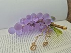 Vintage Italy Murano Grapes Cluter  Frosted Clear Lavender  Glass Green Leaves 