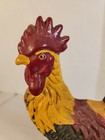 Vintage Cast Iron Rooster Door Stop Chicken Hand Painted Country Farm Cottage