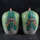 A Pair Chinese Qing Tongzhi Famille Rose Porcelain Cabbage Pattern Pot 13 0 Inch