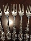 Antique R w   S  Wallace Sterling Silver Salad Forks Lucerne Set Of Eight 5 3 4 