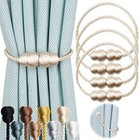 Magnetic Curtain Tiebacks Pack Rope Decorative Curtain Tie Backs 4 Beige