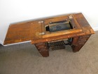 Oak Sewing Machine Cabinet Table Mission Arts Crafts Iron Treadle Antique Rare 
