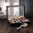 12 Grids Jewelry Case Storage Watch Box leather Display Organizer Glass Top New