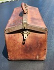 Antique  1897 Handmade Leather Brass Clasp Medical Doctors Medicine Bag 