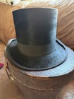 Antique Top Hat With Leather Case 