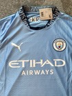Manchester City Epl Home Authentic Puma Men   s Soccer Jersey Size L Runs Slim Nwt