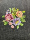 Vintage Colorful Handmade Completed Floral Needlepoint Unframed 11  X  6 