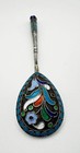 Antique Russian Spoon 84 Zolotnik Silver   Enamel C1900